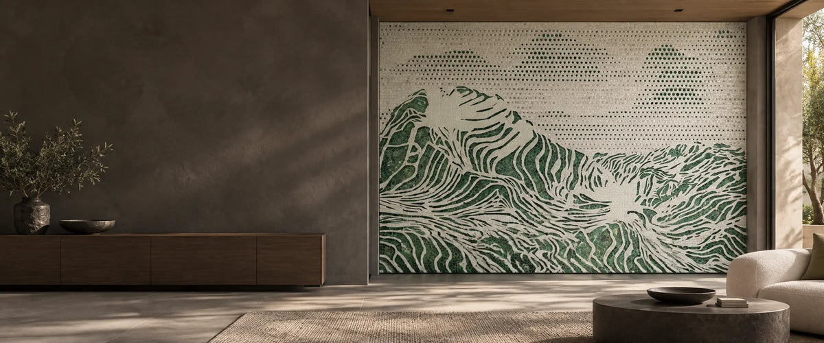 Mosaic artwork displayed in an interior space